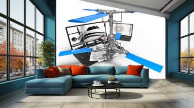 3D render image representing a helicopter design with the help of CAD Wall mural