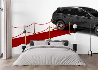 Red Carpet SUV / 3D render image representing an luxury SUV at the end of a red carpet  Wall mural