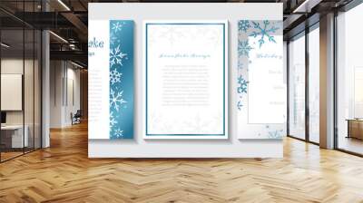 A set of silver and blue snowflake invitation designs
 Wall mural