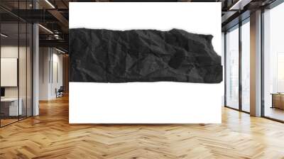 Torn crumpled black paper. Scrap of paper on empty background Wall mural