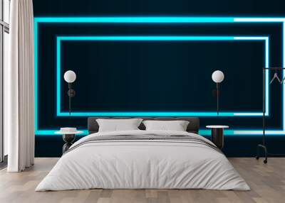 Web Neon figures on a dark background. Two rectangles. Wall mural