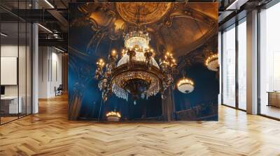 Include historical references, such as chandeliers in palaces, castles, or historic theaters, to highlight their timeless appeal and cultural significance.  Wall mural