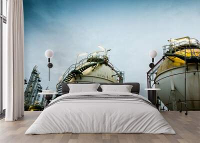 Two sphere gas storages in petrochemical plant Wall mural