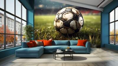 soccer ball on grass Wall mural