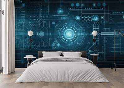 Abstract digital and futuristic technology background, generative ai Wall mural