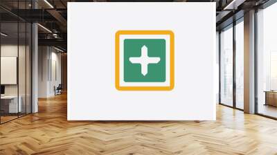 Add concept 2 colored icon. Isolated orange and green Add vector symbol design. Can be used for web and mobile UI/UX Wall mural