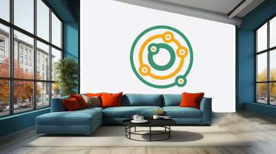 Atoms concept 2 colored icon. Isolated orange and green Atoms vector symbol design. Can be used for web and mobile UI/UX Wall mural