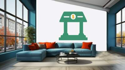 Bank concept 2 colored icon. Isolated orange and green Bank vector symbol design. Can be used for web and mobile UI/UX Wall mural