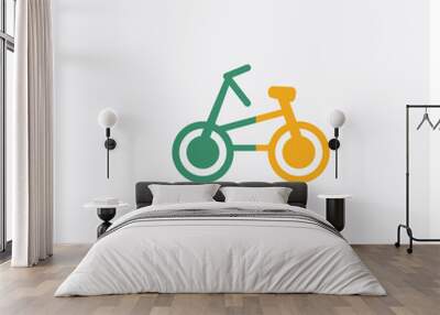 Bicycle concept 2 colored icon. Isolated orange and green Bicycle vector symbol design. Can be used for web and mobile UI/UX Wall mural