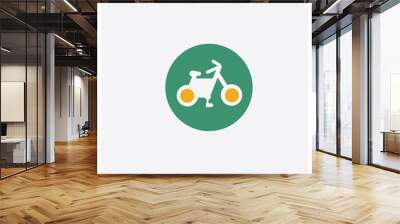 Bicycle concept 2 colored icon. Isolated orange and green Bicycle vector symbol design. Can be used for web and mobile UI/UX Wall mural