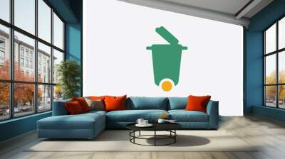 Bin concept 2 colored icon. Isolated orange and green Bin vector symbol design. Can be used for web and mobile UI/UX Wall mural