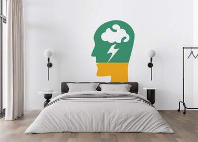 Brainstorm concept 2 colored icon. Isolated orange and green Brainstorm vector symbol design. Can be used for web and mobile UI/UX Wall mural