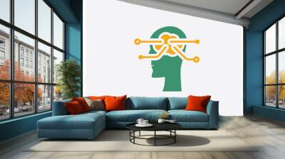 Brainstorm concept 2 colored icon. Isolated orange and green Brainstorm vector symbol design. Can be used for web and mobile UI/UX Wall mural