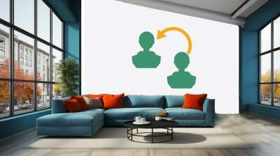 Change personal concept 2 colored icon. Isolated orange and green Change personal vector symbol design. Can be used for web and mobile UI/UX Wall mural