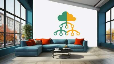 Cloud computing concept 2 colored icon. Isolated orange and green Cloud computing vector symbol design. Can be used for web and mobile UI/UX Wall mural