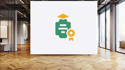 Diploma concept 2 colored icon. Isolated orange and green Diploma vector symbol design. Can be used for web and mobile UI/UX Wall mural