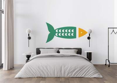 Fish concept 2 colored icon. Isolated orange and green Fish vector symbol design. Can be used for web and mobile UI/UX Wall mural