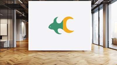 Fish concept 2 colored icon. Isolated orange and green Fish vector symbol design. Can be used for web and mobile UI/UX Wall mural