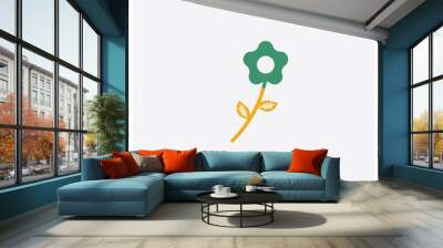 Flower concept 2 colored icon. Isolated orange and green Flower vector symbol design. Can be used for web and mobile UI/UX Wall mural