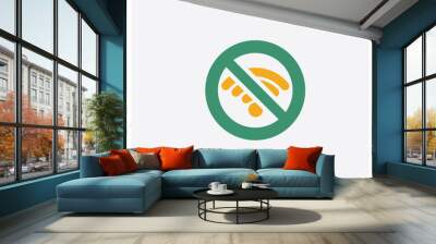 Forbidden concept 2 colored icon. Isolated orange and green Forbidden vector symbol design. Can be used for web and mobile UI/UX Wall mural