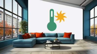 Hot Thermometer concept 2 colored icon. Isolated orange and green Hot Thermometer vector symbol design. Can be used for web and mobile UI/UX Wall mural