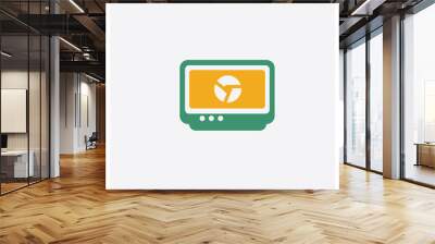 Monitor concept 2 colored icon. Isolated orange and green Monitor vector symbol design. Can be used for web and mobile UI/UX Wall mural