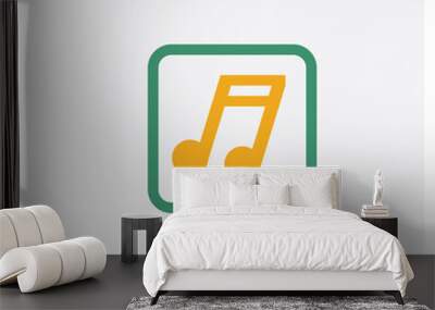 Music Note concept 2 colored icon. Isolated orange and green Music Note vector symbol design. Can be used for web and mobile UI/UX Wall mural