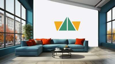 Paper Boat concept 2 colored icon. Isolated orange and green Paper Boat vector symbol design. Can be used for web and mobile UI/UX Wall mural