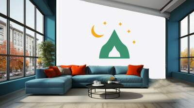 Tent concept 2 colored icon. Isolated orange and green Tent vector symbol design. Can be used for web and mobile UI/UX Wall mural