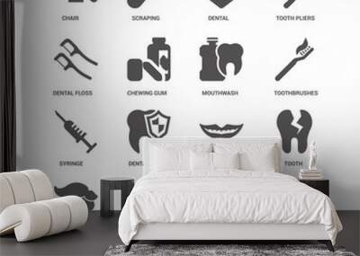 tooth, chewing gum, chair, scraping, mouth, dental care, locatio Wall mural