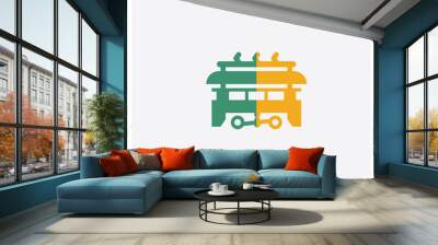 Tram concept 2 colored icon. Isolated orange and green Tram vector symbol design. Can be used for web and mobile UI/UX Wall mural