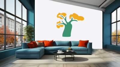 Tree concept 2 colored icon. Isolated orange and green Tree vector symbol design. Can be used for web and mobile UI/UX Wall mural