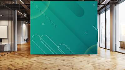 Dynamic geometric shape abstract background design. Simple line object with modern trendy green gradient color vector illustration template. Wall mural