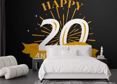 Happy 20 anniversary logo badge. birthday event background vector design Wall mural