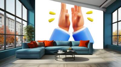 highfive two hand clap for happy success congratulation gesture expression 3d icon illustration render design Wall mural