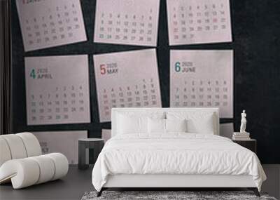 2020 calendar on black background  Wall mural