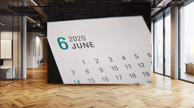 2020 June calendar on black background  Wall mural