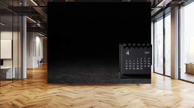 2021 April calendar on black background Wall mural