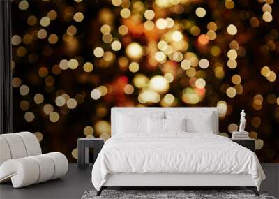 Christmas tree decoration lighting with blur effect  Wall mural