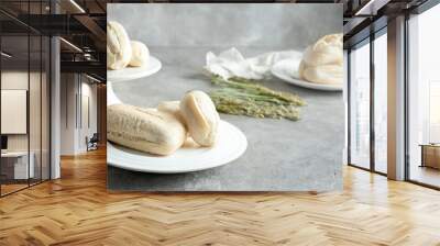 frozen dough bread on plate Wall mural