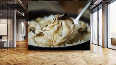 Steamed white rice with oyster  Wall mural