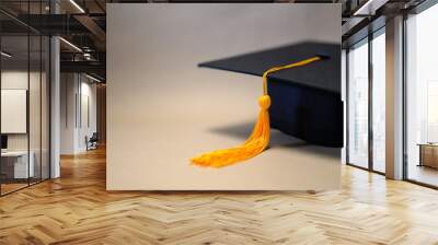 black graduation hat placed on brown paper Wall mural