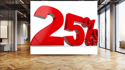 25% discount over white background Wall mural