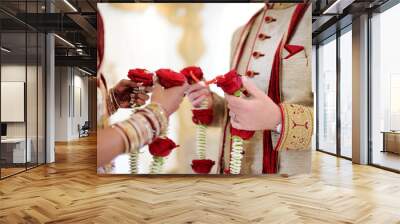 Amazing hindu wedding ceremony. Details of traditional indian wedding. Wall mural