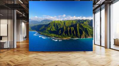 beautiful aerial view of spectacular na pali coast Wall mural