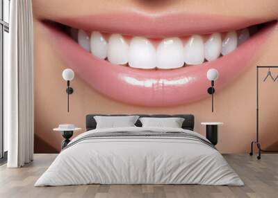 Closeup of smile with white healthy teeth Wall mural