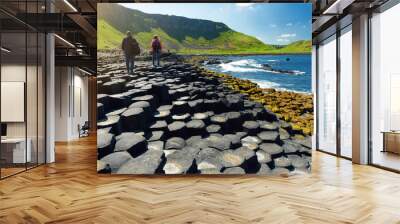 giants causeway, an area of hexagonal basalt stones, county antrim, northern ireland. famous tourist Wall mural