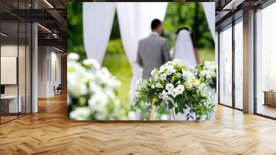 white flowers wedding decorations Wall mural