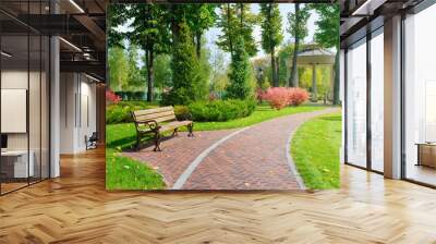 Beautiful park with bench Wall mural