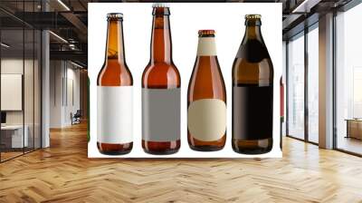 Beer bottles isolated on white Wall mural